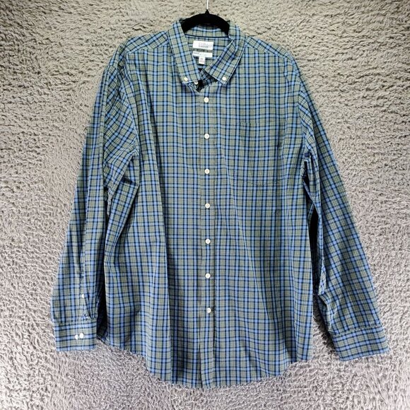 Croft & Barrow Shirt Mens XXL Blue Plaid Easy Care Long Sleeve Button Up - Picture 1 of 9